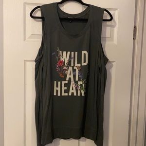 Open shoulder sweatshirt